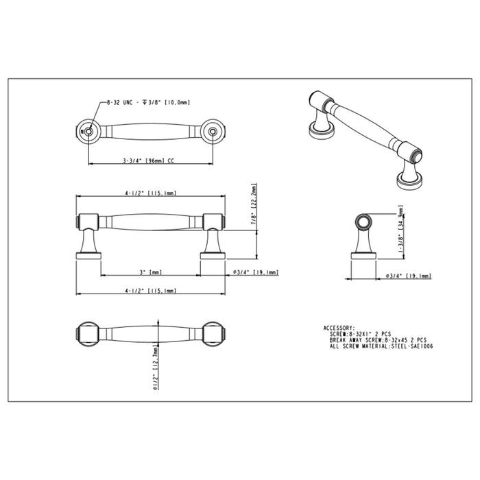 Jeffrey Alexander Jules 96 mm Center-to-Center Bar Pull
