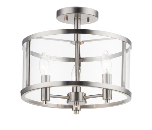 Maxim - 25250CLSN - Three Light Semi Flush Mount - Sentinel - Satin Nickel