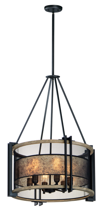 Maxim - 27565BKBWAB - Six Light Chandelier - Boundry - Black / Barn Wood / Antique Brass