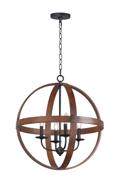 Maxim - 27574APBK - Four Light Pendant - Compass - Antique Pecan / Black