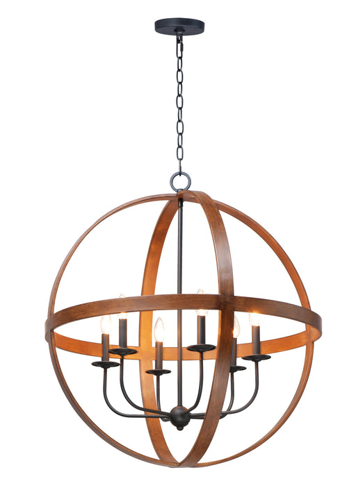 Maxim - 27576APBK - Six Light Pendant - Compass - Antique Pecan / Black