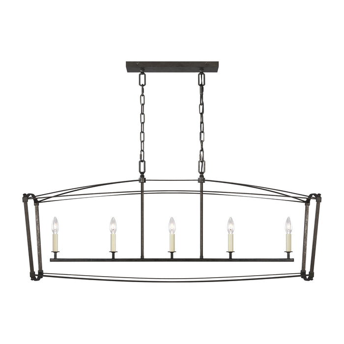 Visual Comfort Studio - F3326/5SMS - Five Light Linear Chandelier - Thayer - Smith Steel