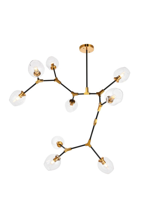 Elegant Lighting - 1712G79LAB - Nine Light Pendant - Cavoli - Light Antique Brass And Flat Black