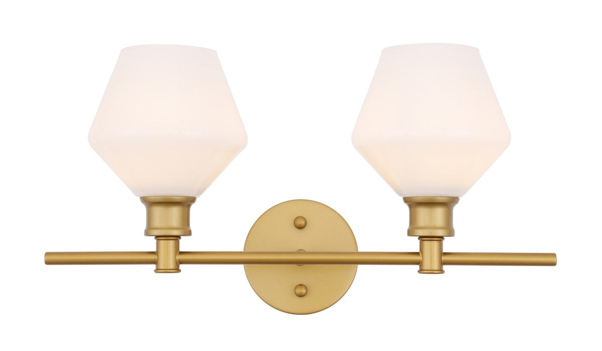 Elegant Lighting - LD2313BR - Two Light Wall Sconce - Gene - Brass And Frosted White Glass