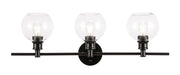 Elegant Lighting - LD2318BK - Three Light Wall Sconce - Collier - Black And Clear Glass