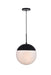 Elegant Lighting - LD6038BK - One Light Pendant - Eclipse - Black And Frosted White