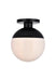 Elegant Lighting - LD6056BK - One Light Flush Mount - Eclipse - Black And Frosted White