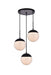 Elegant Lighting - LD6068BK - Three Light Pendant - Eclipse - Black And Frosted White