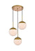 Elegant Lighting - LD6072BR - Three Light Pendant - Eclipse - Brass And Frosted White