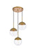 Elegant Lighting - LD6073BR - Three Light Pendant - Eclipse - Brass And Clear