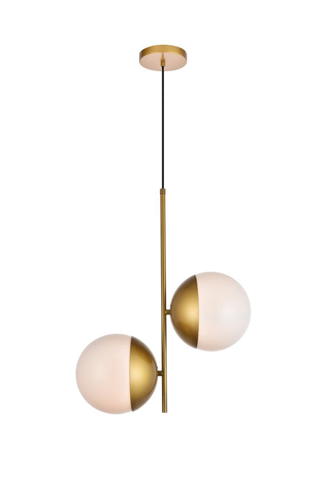 Elegant Lighting - LD6120BR - Two Light Pendant - Eclipse - Brass And Frosted White