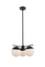 Elegant Lighting - LD6128BK - Three Light Pendant - Eclipse - Black And Frosted White