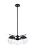 Elegant Lighting - LD6129BK - Three Light Pendant - Eclipse - Black And Clear