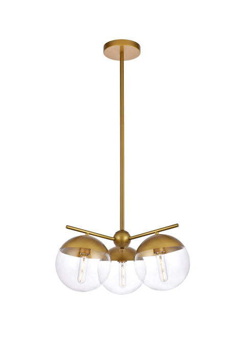 Elegant Lighting - LD6133BR - Three Light Pendant - Eclipse - Brass And Clear