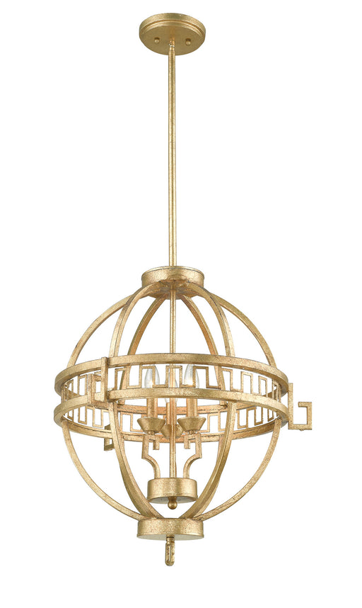 Lucas + McKearn - GN/LEMURIA/3P A - Three Light Foyer Pendant - Lemuria - Antique Gold