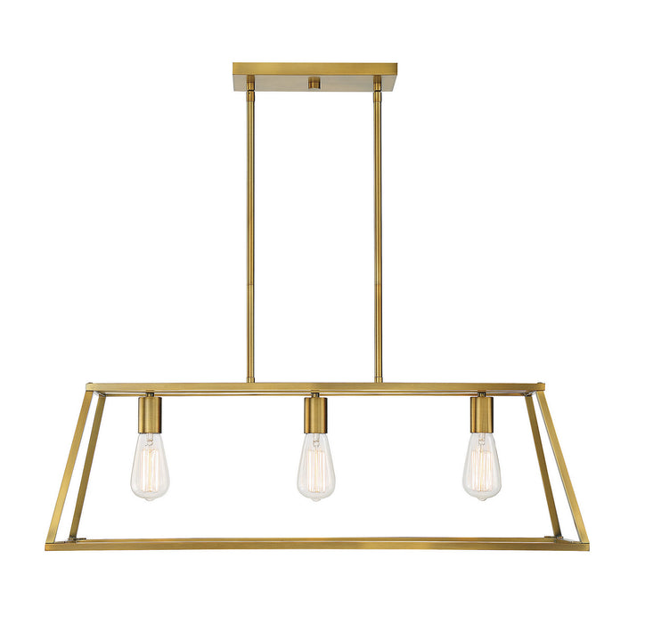 Savoy House - 1-326-3-322 - Three Light Linear Chandelier - Denton - Warm Brass