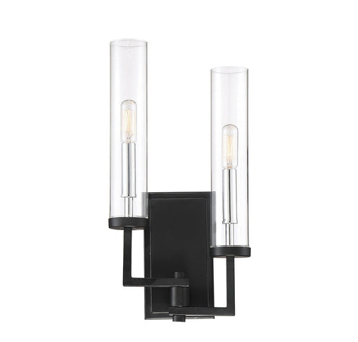 Savoy House - 9-2134-2-67 - Two Light Wall Sconce - Folsom - Matte Black with Polished Chrome Accents