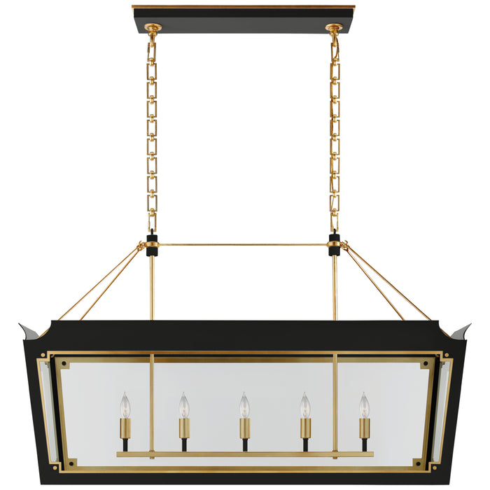 Visual Comfort Signature - JN 5023MBK/G-CG - Five Light Linear Lantern - Caddo - Matte Black and Gild