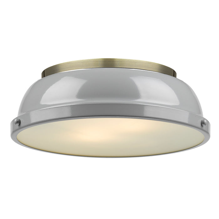 Golden - 3602-14 AB-GY - Two Light Flush Mount - Duncan AB - Aged Brass