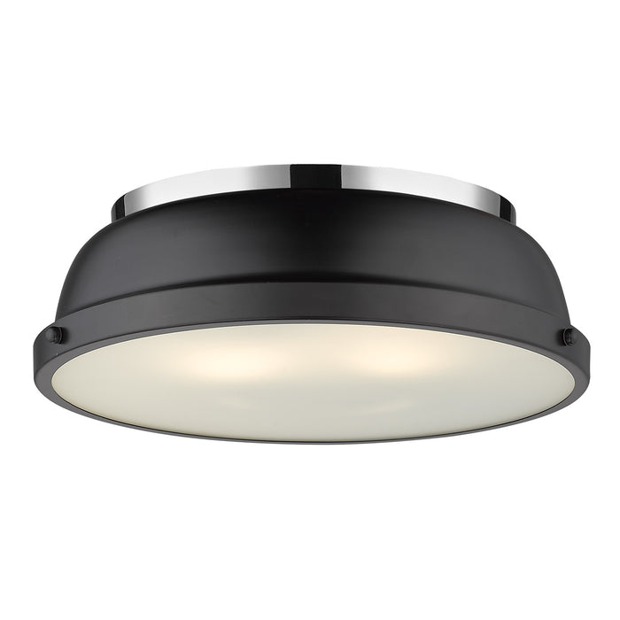 Golden - 3602-14 CH-BLK - Two Light Flush Mount - Duncan CH - Chrome