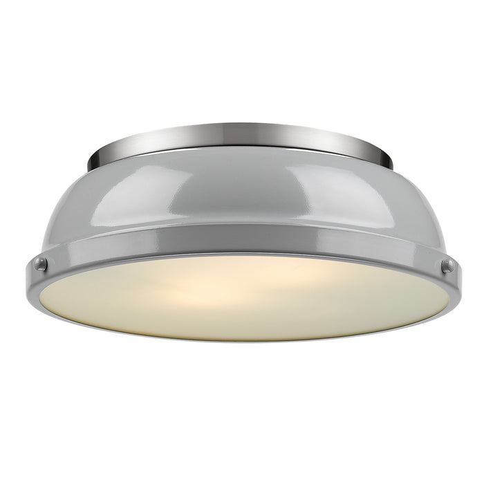 Golden - 3602-14 PW-GY - Two Light Flush Mount - Duncan PW - Pewter