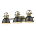Golden - 3602-BA3 AB-BLK - Three Light Bath Vanity - Duncan AB - Aged Brass
