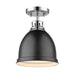 Golden - 3602-FM CH-BLK - One Light Flush Mount - Duncan CH - Chrome