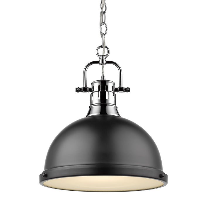 Golden - 3602-L CH-BLK - One Light Pendant - Duncan CH - Chrome