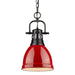 Golden - 3602-S BLK-RD - One Light Pendant - Duncan BLK - Matte Black