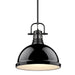 Golden - 3604-L BLK-BK - One Light Pendant - Duncan BLK - Matte Black