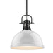 Golden - 3604-L BLK-WH - One Light Pendant - Duncan BLK - Matte Black