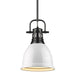 Golden - 3604-S BLK-WH - One Light Pendant - Duncan BLK - Matte Black