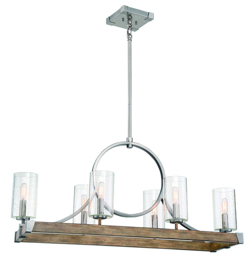 Minka-Lavery - 4016-280 - Six Light Island Pendant - Country Estates - Sun Faded Wood W/Brushed Nicke