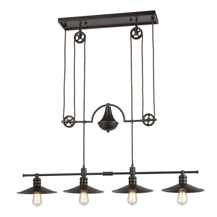 ELK Home - 69089/4 - Four Light Linear Chandelier - Spindle Wheel - Oil Rubbed Bronze