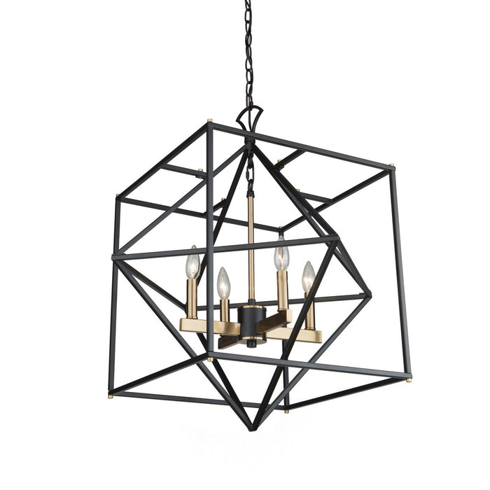 Artcraft - AC11204 - Four Light Chandelier - Roxton - Matte Black & Harvest Brass