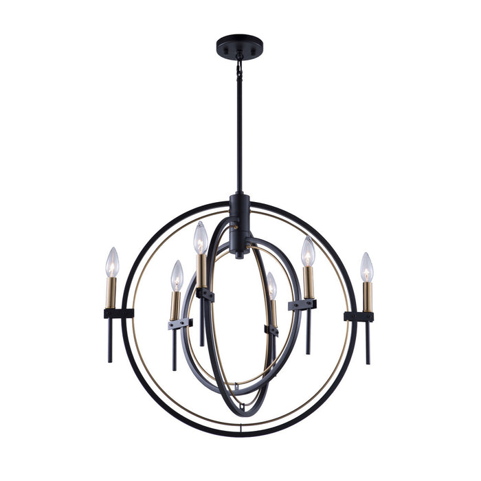 Artcraft - AC11456 - Six Light Chandelier - Anglesey - Matte Black & Harvest Brass