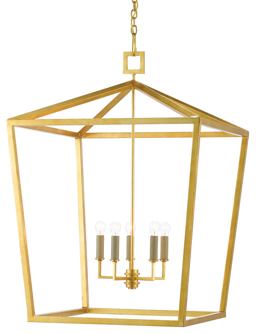 Currey and Company - 9000-0404 - Five Light Lantern - Denison - Contemporary Gold Leaf