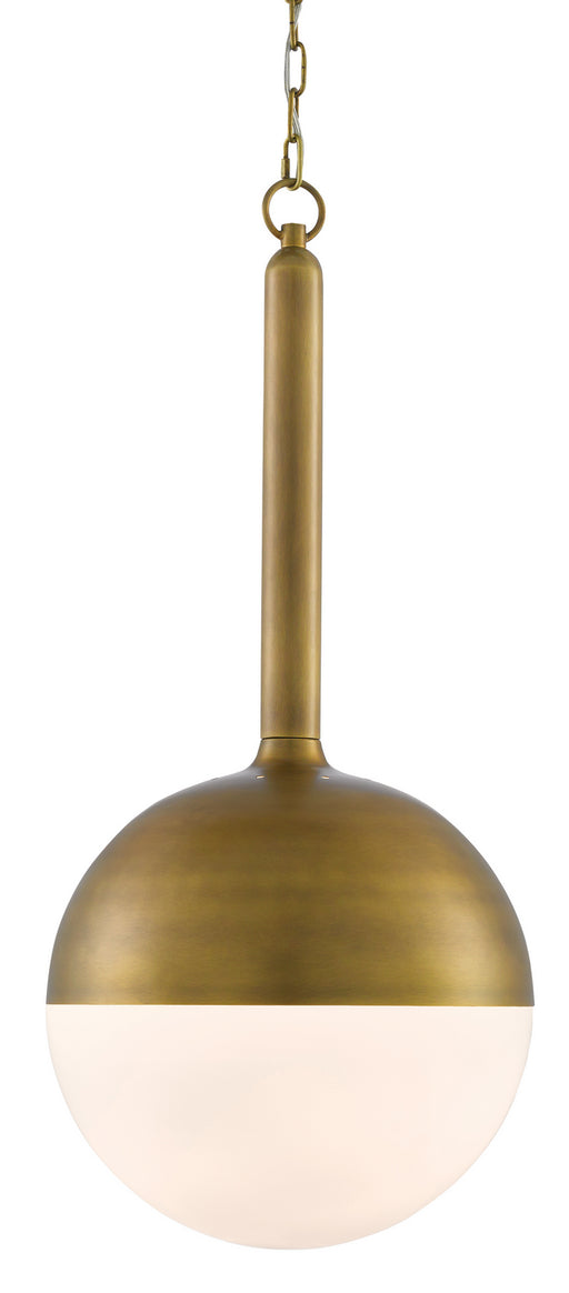 Currey and Company - 9000-0419 - One Light Pendant - Moonward - Antique Brass/Opaque White