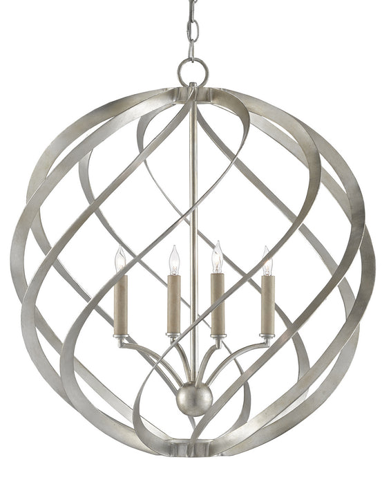 Currey and Company - 9000-0507 - Four Light Chandelier - Roussel - Contemporary Silver Leaf
