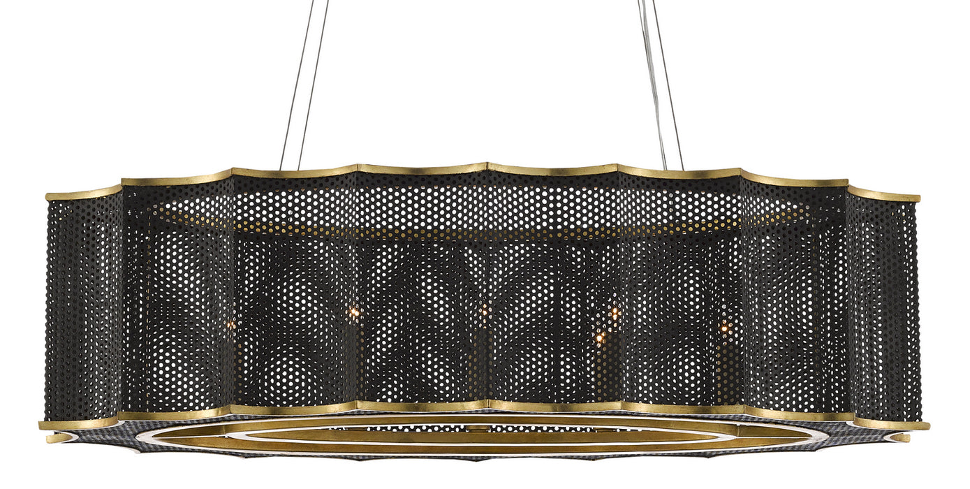 Currey and Company - 9000-0512 - Eight Light Chandelier - Nightwood - Molé Black/Contemporary Gold Leaf