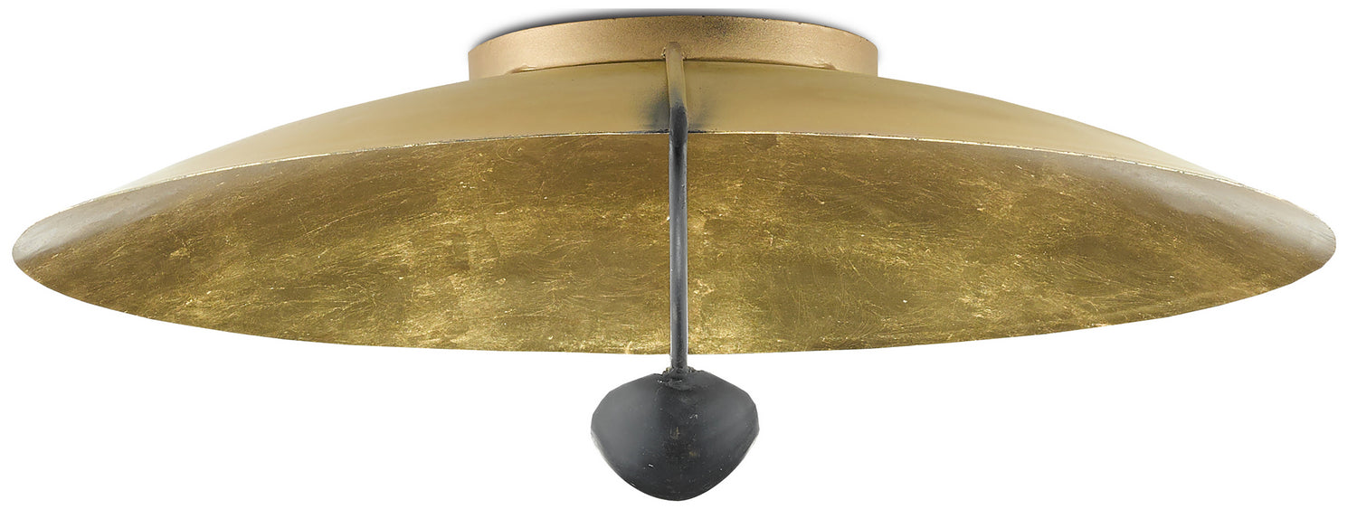 Currey and Company - 9999-0049 - Two Light Flush Mount - Pinders - Contemporary Gold Leaf/French Black