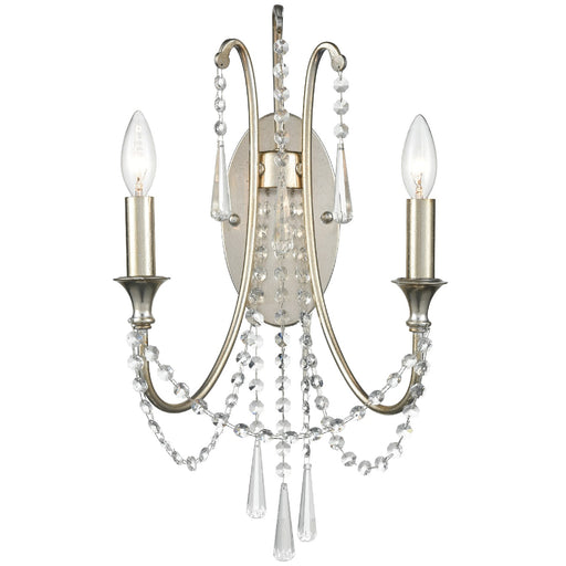 Crystorama - ARC-1902-SA-CL-MWP - Two Light Wall Sconce - Arcadia - Antique Silver
