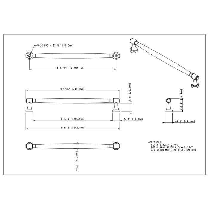Jeffrey Alexander Jules 224 mm Center-to-Center Bar Pull