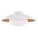 Mitzi - H368601L-WH/GL - One Light Semi Flush Mount - Cadence - White Lustro/Gold Leaf Combo
