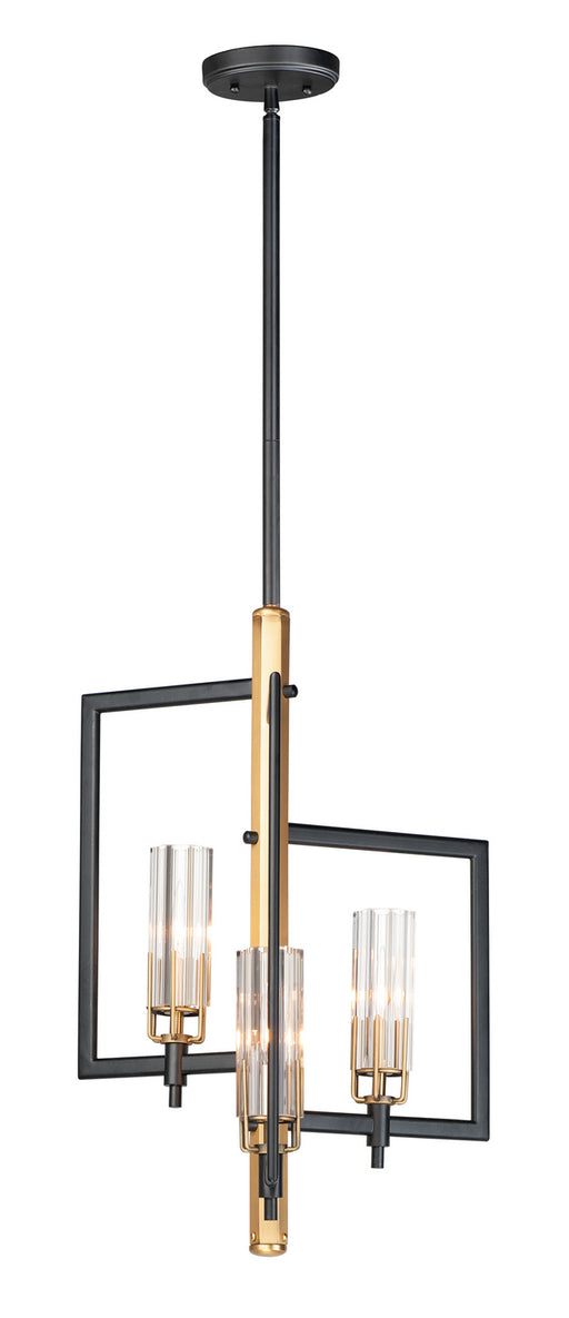 Maxim - 16113CLBKAB - Three Light Chandelier - Flambeau - Black / Antique Brass