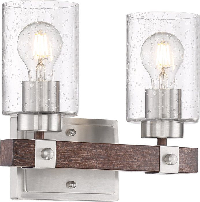 Nuvo Lighting - 60-6962 - Two Light Vanity - Arabel - Brushed Nickel / Nutmeg Wood