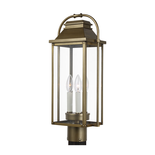 Visual Comfort Studio - OL13207PDB - Three Light Post Lantern - Wellsworth - Painted Distressed Brass