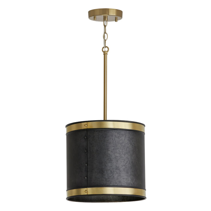 Capital Lighting - 335611GB - One Light Pendant - Barrow - Galvanized Black and True Brass