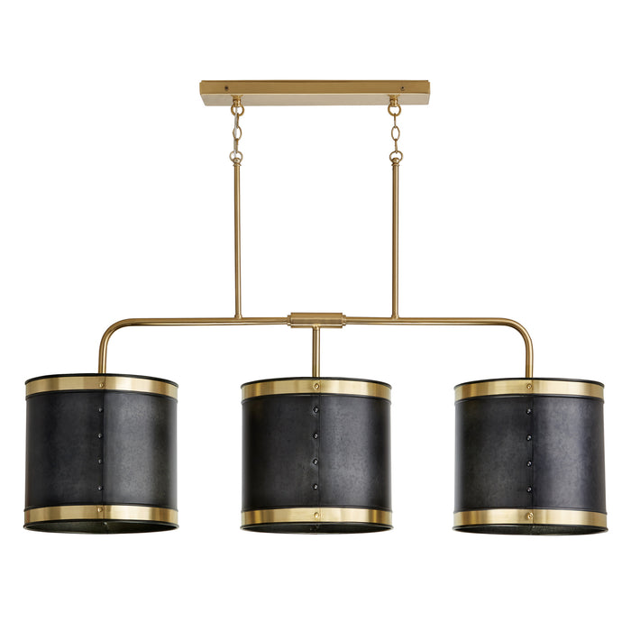 Capital Lighting - 835631GB - Three Light Island Pendant - Barrow - Galvanized Black and True Brass