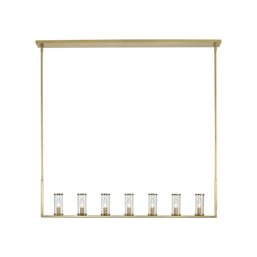 Alora - LP309007NBCG - Seven Light Island Pendant - Revolve - Clear Glass/Natural Brass